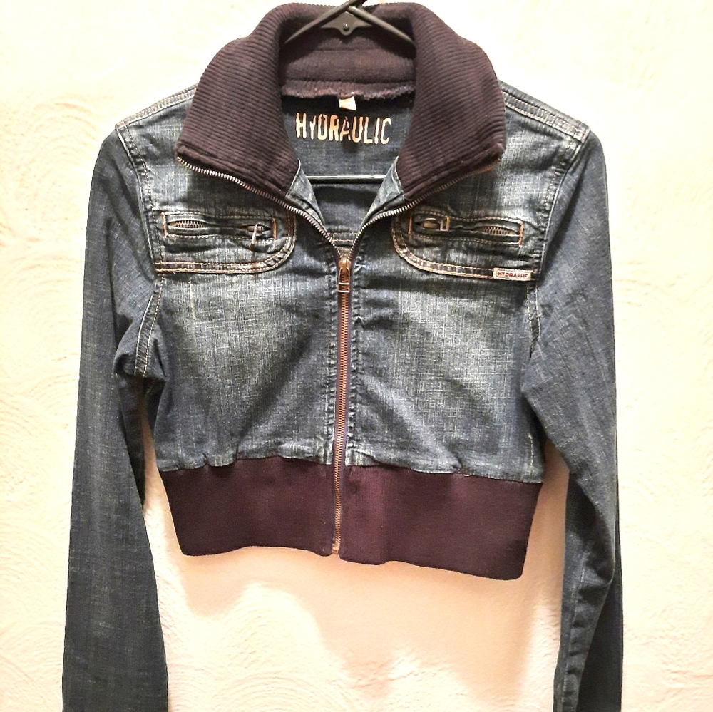 Hydraulic Cropped Denim Jacket